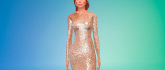 Длинное платье с пайетками для Симс 4 – фото 1
