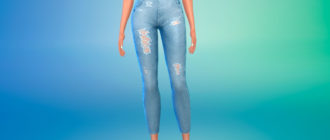 Джинсы скинни с высокой посадкой для Симс 4 – фото 1