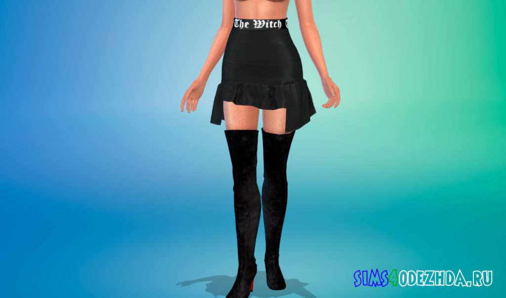 Готическая мини-юбка с рюшами для Симс 4 – фото 3