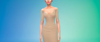 Элегантное платье с открытыми плечами для Симс 4 – фото 1