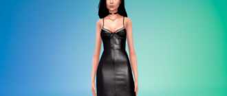 Короткое кожаное платье для Симс 4 – фото 1