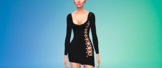 Короткое платье с боковым вырезом для Симс 4 – фото 1