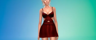 Короткое платье с перекрещенным лифом для Симс 4 – фото 1