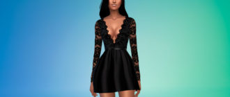 Короткое платье с v-образным вырезом для Симс 4 – фото 1