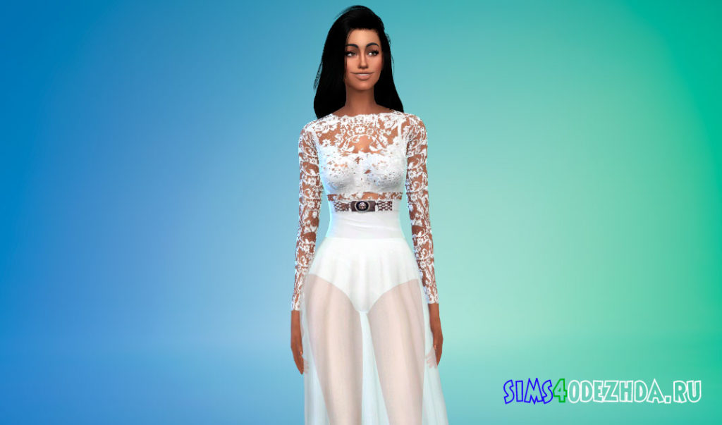 Кружевное платье и боди для Симс 4 – фото 2
