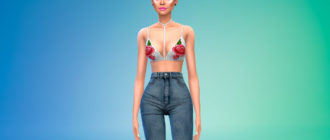 Кружевной бюстгальтер с чокером для Симс 4 – фото 1