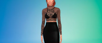 Кружевной топ с бюстгальтером для Симс 4 – фото 1