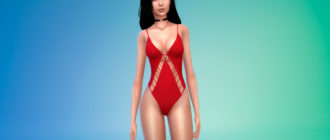 Купальник с вырезом на животе для Симс 4 – фото 1