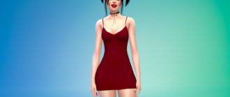 Обтягивающее мини-платье на бретельках для Симс 4 – фото 1