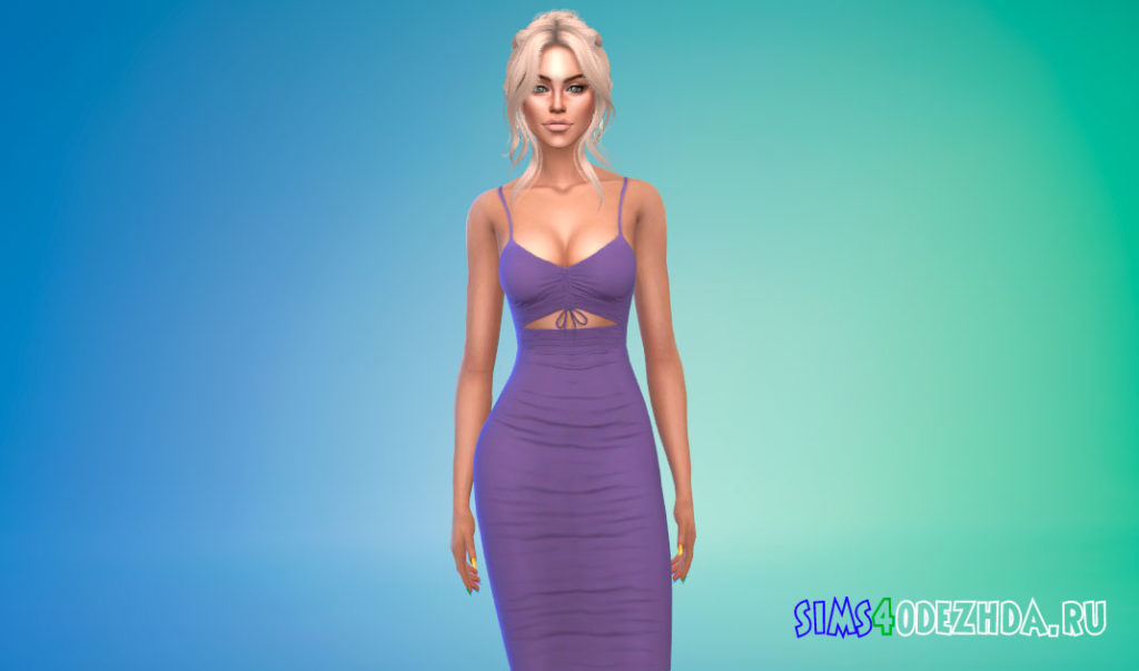 Платье-миди с вырезом для Симс 4 – фото 3