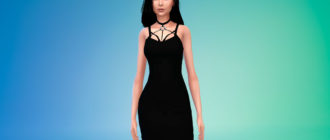 Платье с лентой на шее для Симс 4 – фото 1