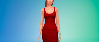 Платье в рубчик для Симс 4 – фото 1