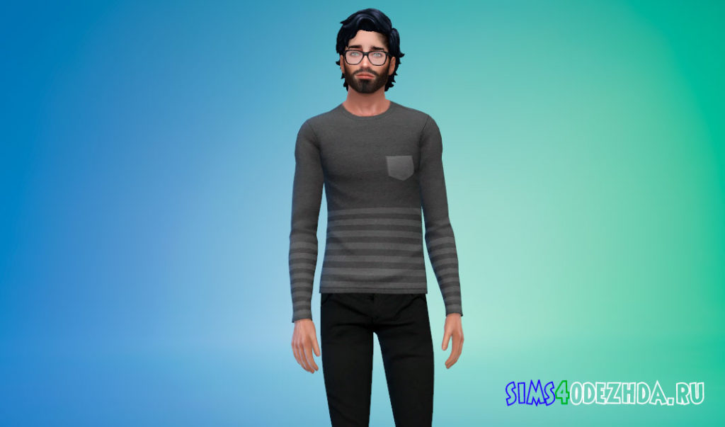 Полосатый свитшот для Симс 4 – фото 3