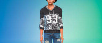 Повседневная толстовка с принтом для Симс 4 – фото 1