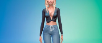 Повседневный топ с длинными рукавами для Симс 4 – фото 1