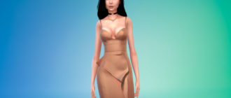 Простое шелковое атласное платье для Симс 4 – фото 1