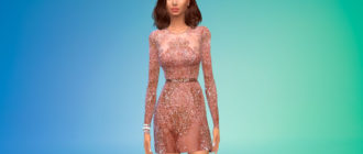 Прозрачное платье с вышивкой для Симс 4 – фото 1