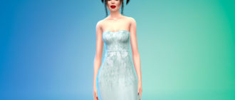 Шелковое платье без бретелек для Симс 4 – фото 1