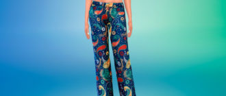 Широкие штаны с принтом для Симс 4 – фото 1