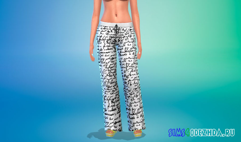 Широкие штаны с принтом для Симс 4 – фото 2