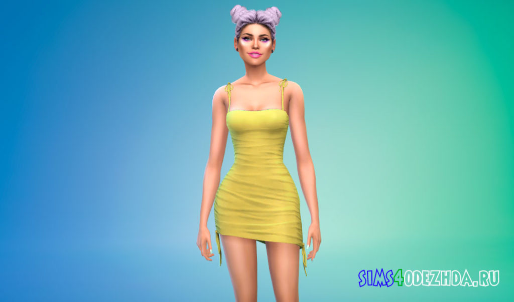 Симпатичное мини-платье со сборками для Симс 4 – фото 3