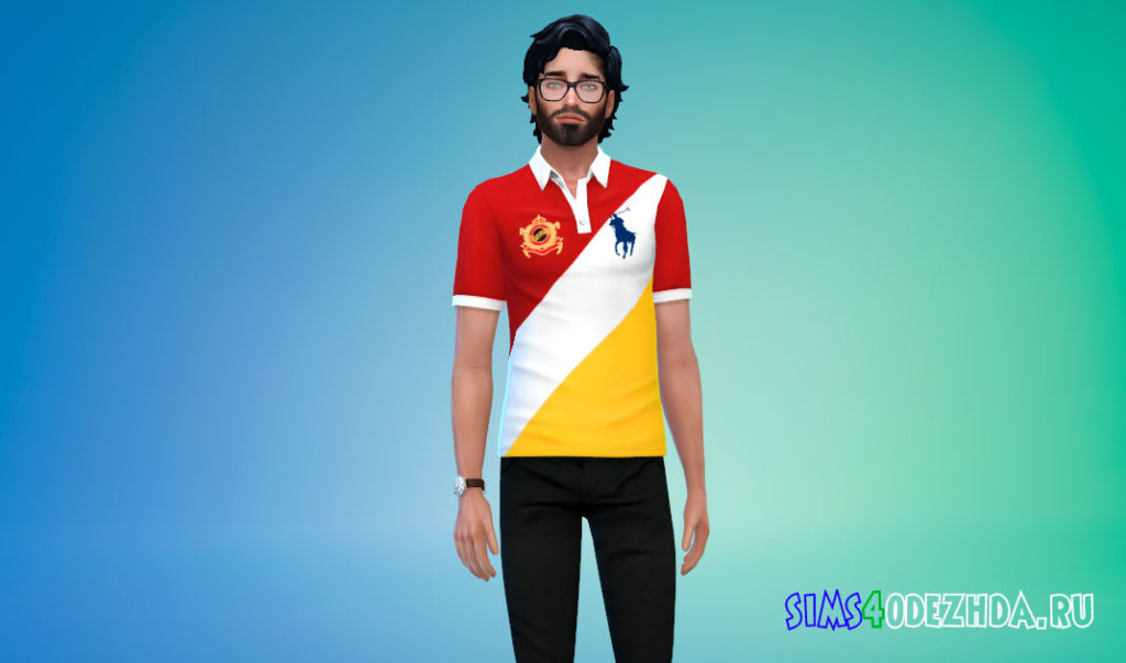 Спортивная футболка-поло для Симс 4 – фото 3