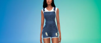 Стильный джинсовый комбинезон для Симс 4 – фото 1