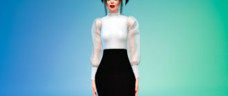 Топ с объемными рукавами для Симс 4 – фото 1