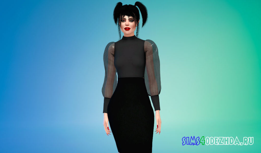 Топ с объемными рукавами для Симс 4 – фото 2