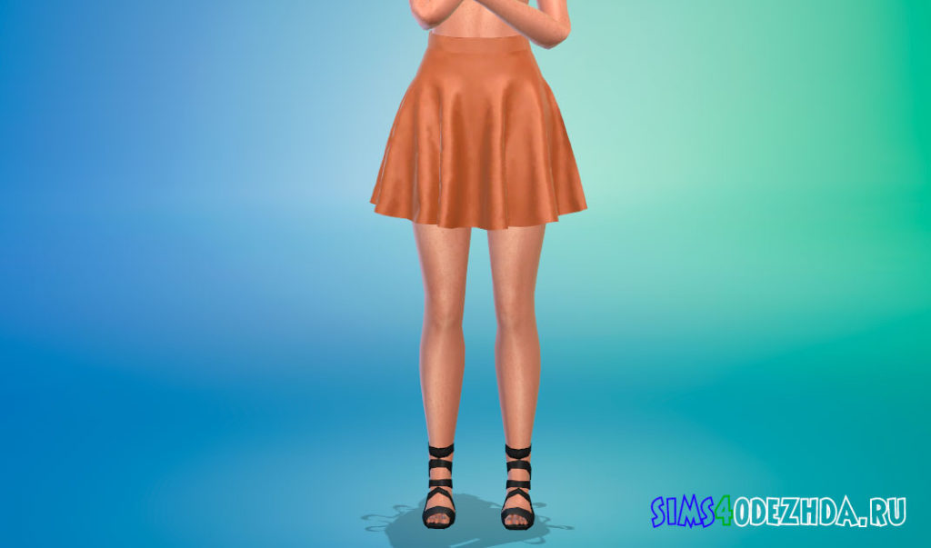 Женская короткая юбка-солнце для Симс 4 – фото 3