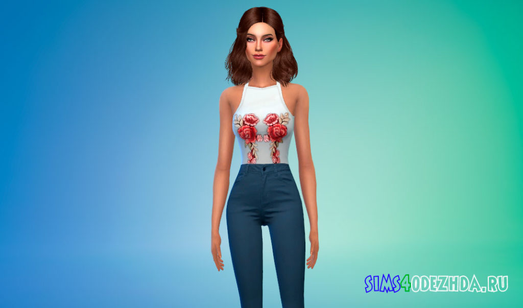 Боди с вышивкой для Симс 4 – фото 2