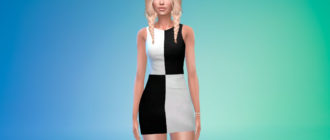 Черно-белое платье для Симс 4 – фото 1