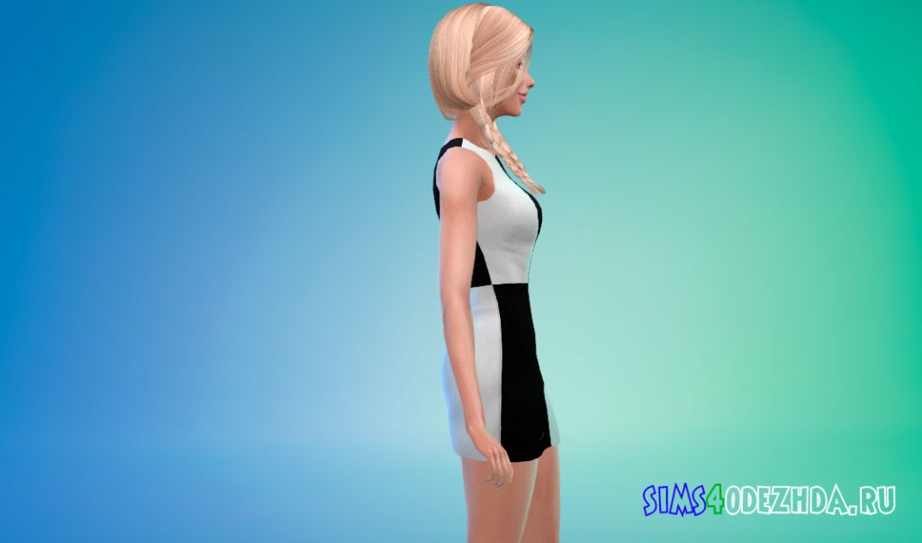 Черно-белое платье для Симс 4 – фото 2