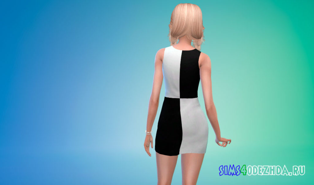 Черно-белое платье для Симс 4 – фото 3