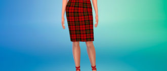 Длинная юбка в клетку для Симс 4 – фото 1