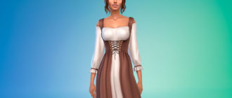 Длинное крестьянское платье для Симс 4 – фото 1