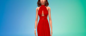 Длинное платье с треугольным вырезом для Симс 4 – фото 1