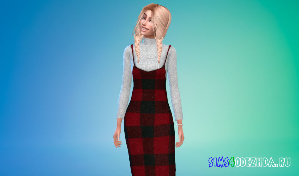 Длинное теплое платье для Симс 4 – фото 2