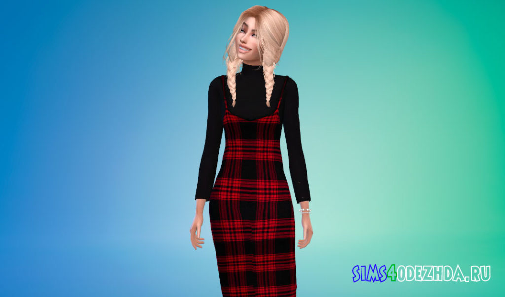 Длинное теплое платье для Симс 4 – фото 3