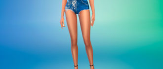 Джинсовые шорты с завышенной талией для Симс 4 – фото 1