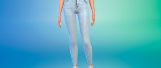 Голубые джинсы скинни для Симс 4 – фото 1