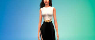 Элегантное платье с большой шлицей на юбке для Симс 4 – фото 1