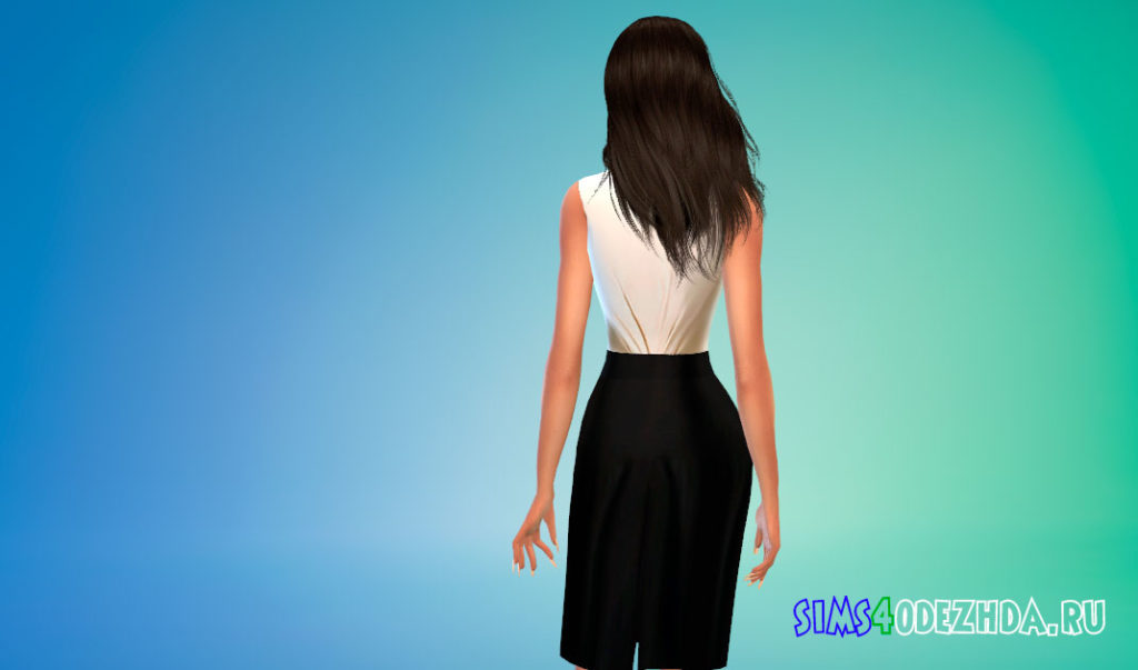 Элегантное платье с большой шлицей на юбке для Симс 4 – фото 3