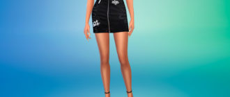 Юбка с завышенной талией и застежкой-молнией с двух сторон для Симс 4 – фото 1