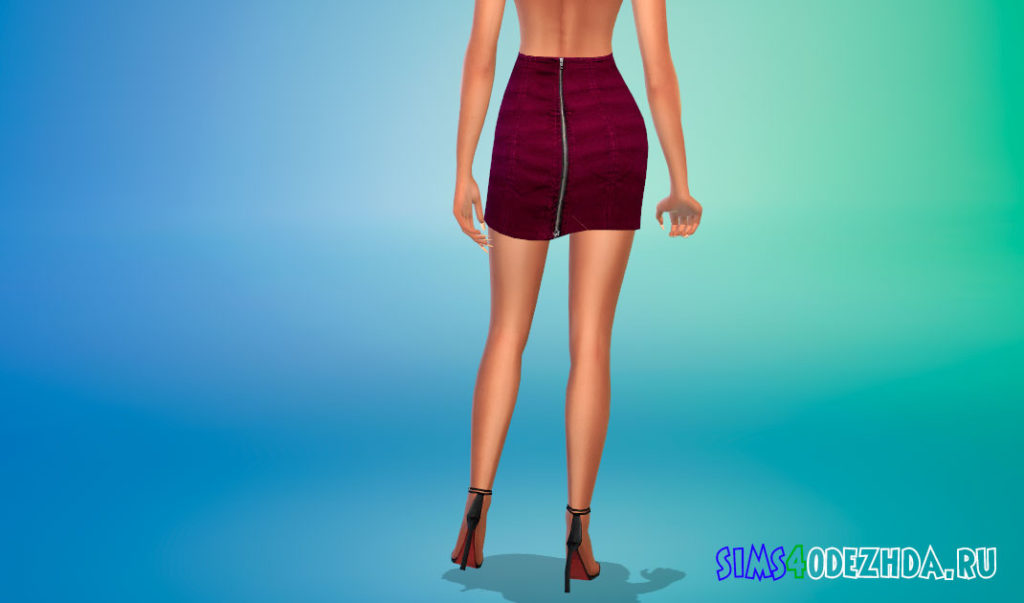 Юбка с завышенной талией и застежкой-молнией с двух сторон для Симс 4 – фото 3