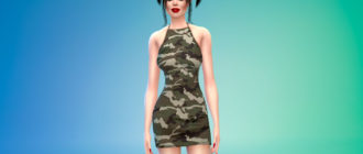 Камуфляжное платье для Симс 4 – фото 1