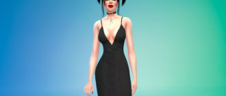 Классическое платье с глубоким V-образным вырезом для Симс 4 – фото 1