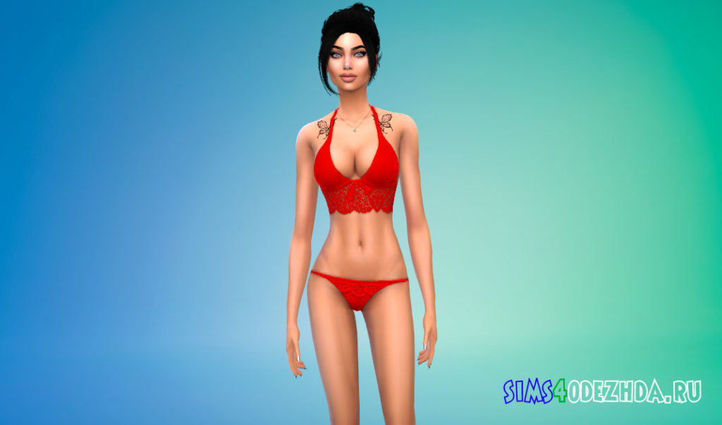 Комплект нижнего белья с кружевом для Симс 4 – фото 2
