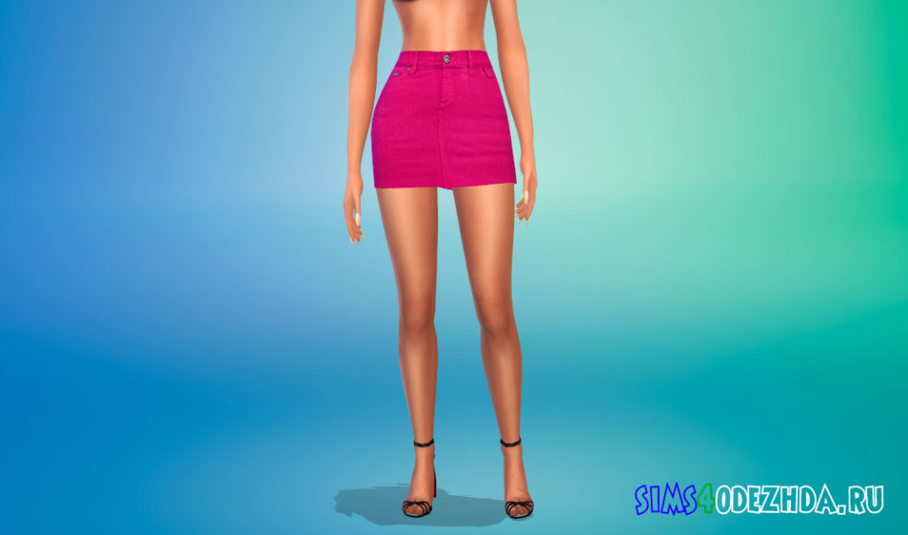 Короткая джинсовая юбка для Симс 4 – фото 2