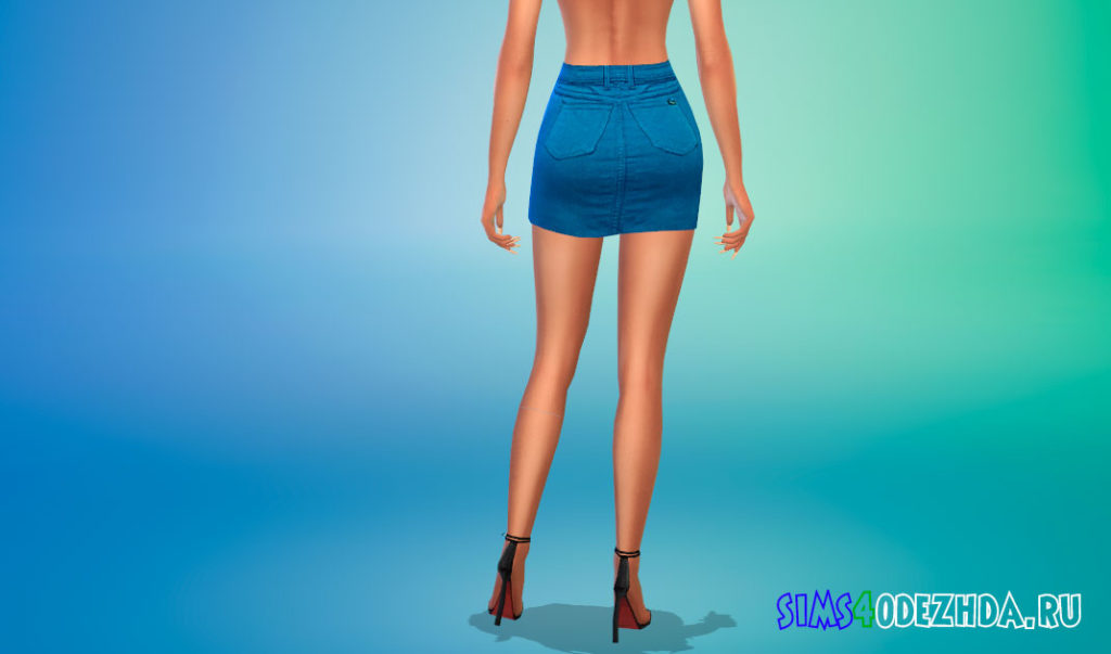 Короткая джинсовая юбка для Симс 4 – фото 3